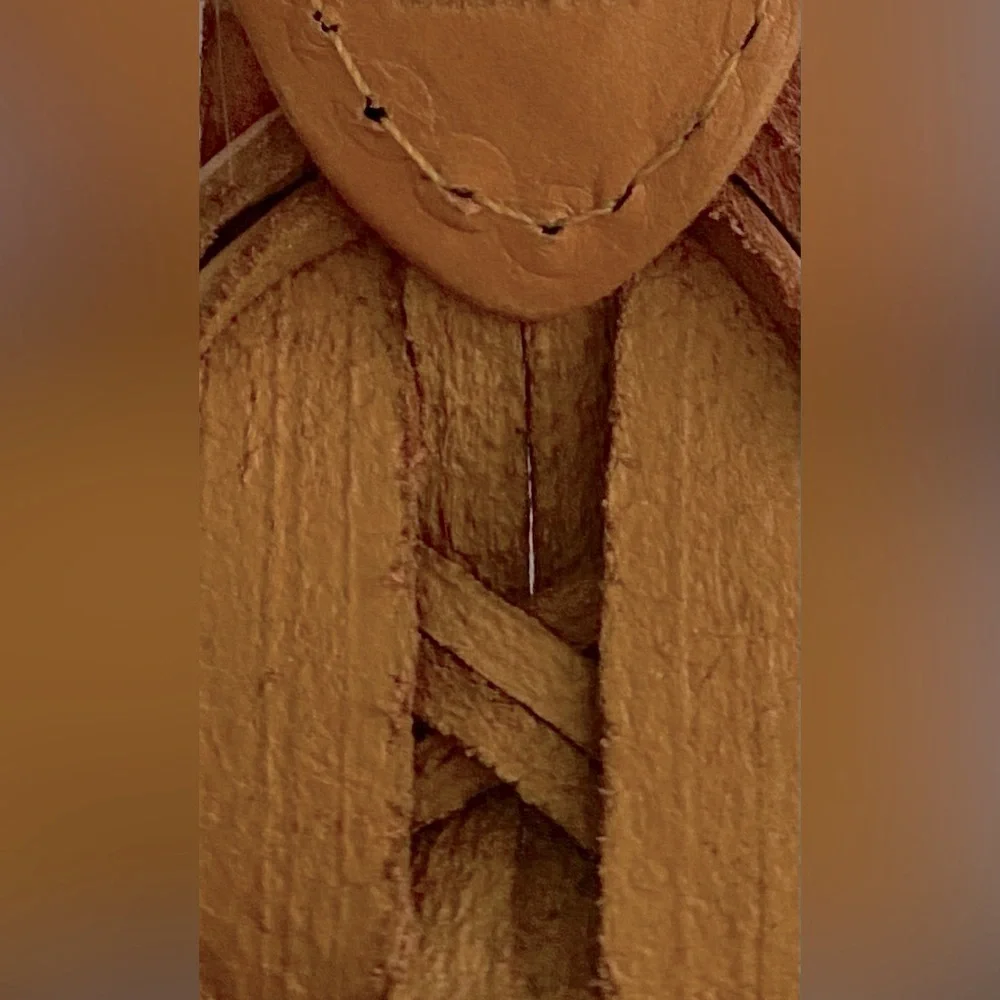 Chas W Henson Garment Co. Leather Belt, Brass buckle, Woven, Sz XL​, Vintage